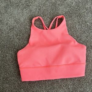 Lululemon ribbed hot pink high neck sports bra